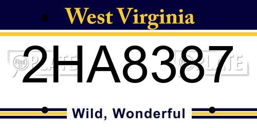 2HA8387 West Virginia License Plate