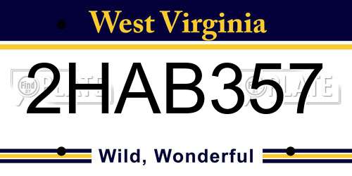 2HAB357 West Virginia License Plate