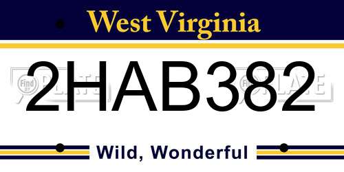 2HAB382 West Virginia License Plate