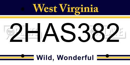 2HAS382 West Virginia License Plate