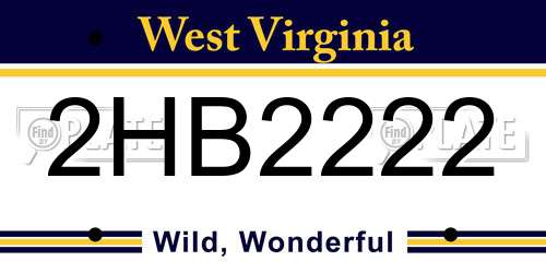 2HB2222 West Virginia License Plate