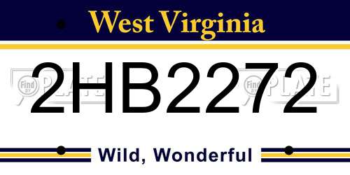 2HB2272 West Virginia License Plate