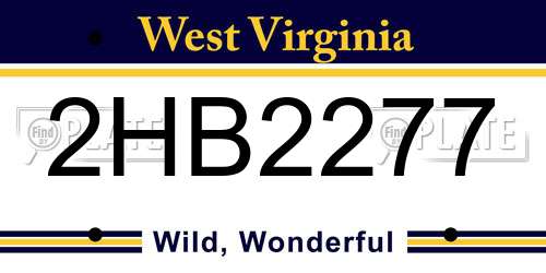 2HB2277 West Virginia License Plate