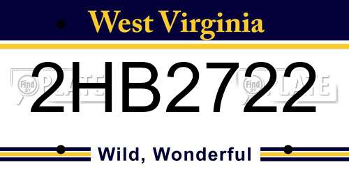 2HB2722 West Virginia License Plate