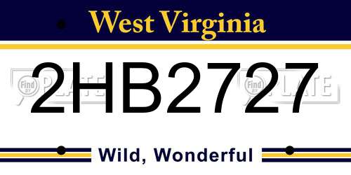 2HB2727 West Virginia License Plate