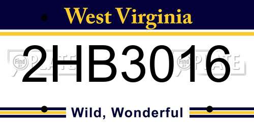 2HB3016 West Virginia License Plate