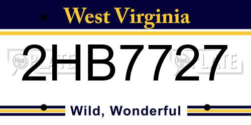 2HB7727 West Virginia License Plate