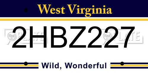 2HBZ227 West Virginia License Plate