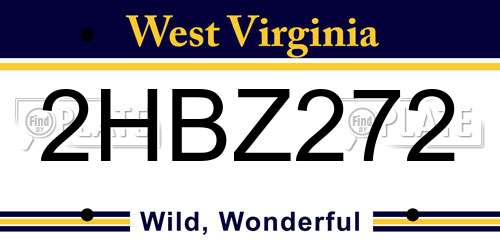 2HBZ272 West Virginia License Plate