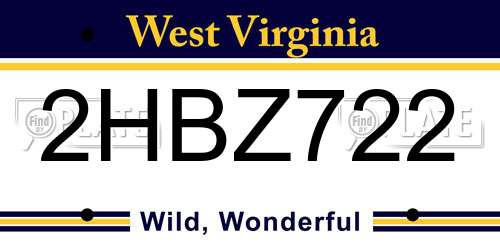 2HBZ722 West Virginia License Plate