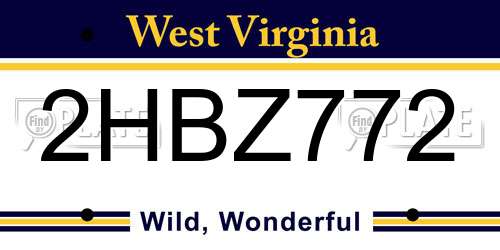 2HBZ772 West Virginia License Plate