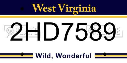 2HD7589 West Virginia License Plate