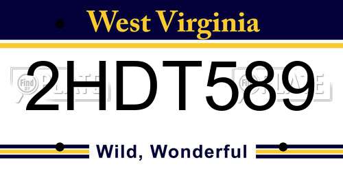 2HDT589 West Virginia License Plate