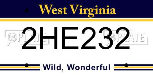 2HE232 West Virginia License Plate