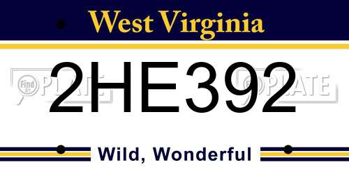 2HE392 West Virginia License Plate