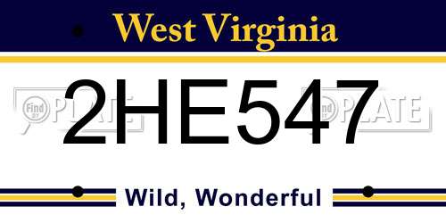 2HE547 West Virginia License Plate