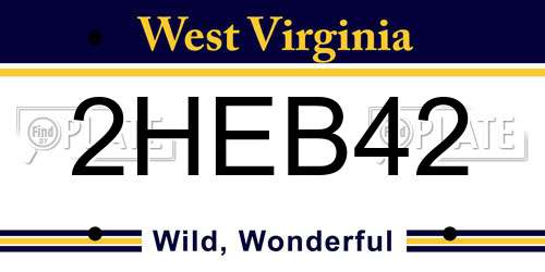 2HEB42 West Virginia License Plate