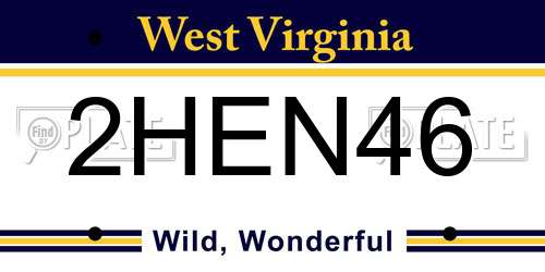 2HEN46 West Virginia License Plate