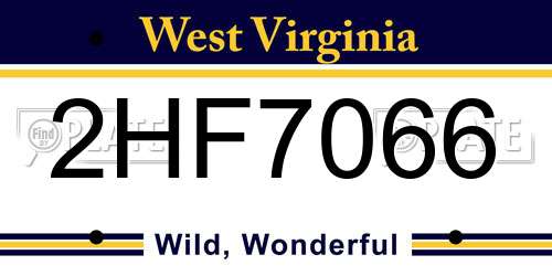 2HF7066 West Virginia License Plate