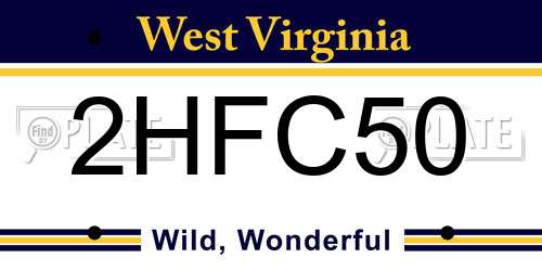 2HFC50 West Virginia License Plate