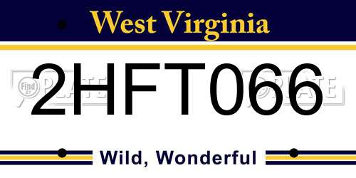 2HFT066 West Virginia License Plate