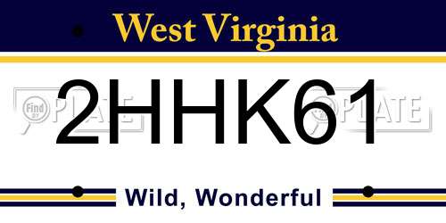 2HHK61 West Virginia License Plate