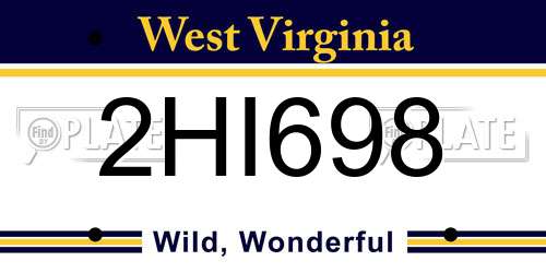 2HI698 West Virginia License Plate