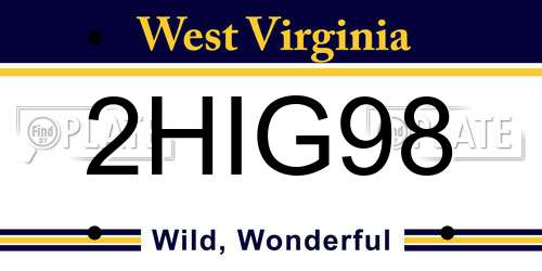 2HIG98 West Virginia License Plate