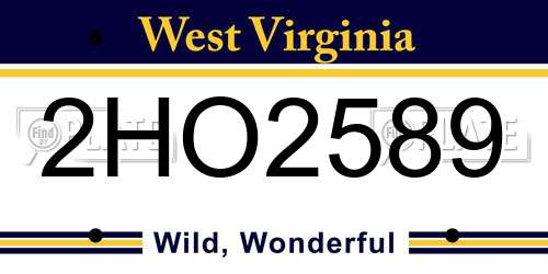 2HO2589 West Virginia License Plate