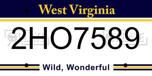 2HO7589 West Virginia License Plate