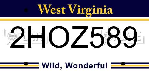 2HOZ589 West Virginia License Plate