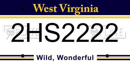 2HS2222 West Virginia License Plate