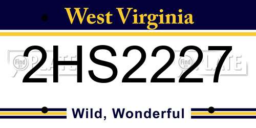 2HS2227 West Virginia License Plate