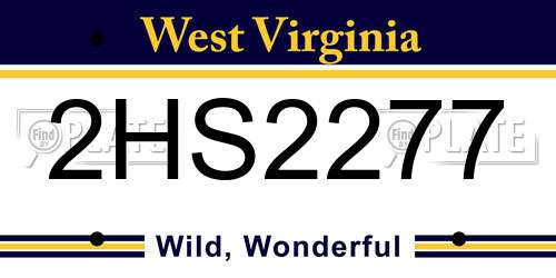 2HS2277 West Virginia License Plate