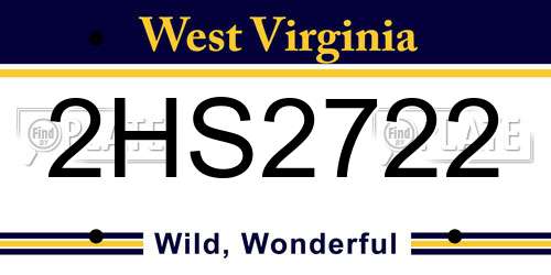 2HS2722 West Virginia License Plate