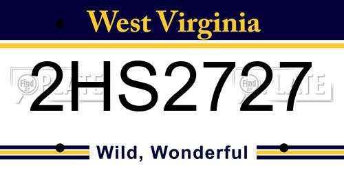 2HS2727 West Virginia License Plate