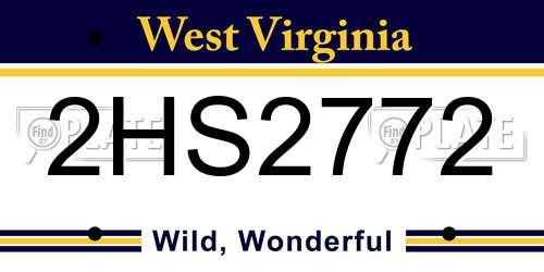 2HS2772 West Virginia License Plate