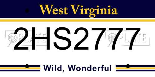 2HS2777 West Virginia License Plate