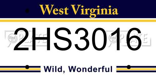 2HS3016 West Virginia License Plate