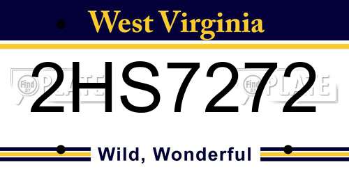 2HS7272 West Virginia License Plate