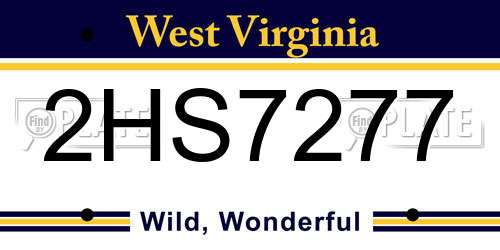 2HS7277 West Virginia License Plate