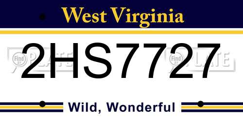 2HS7727 West Virginia License Plate