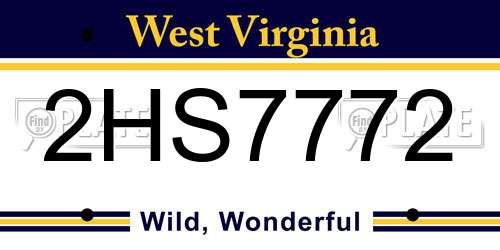 2HS7772 West Virginia License Plate