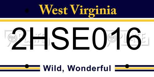 2HSE016 West Virginia License Plate