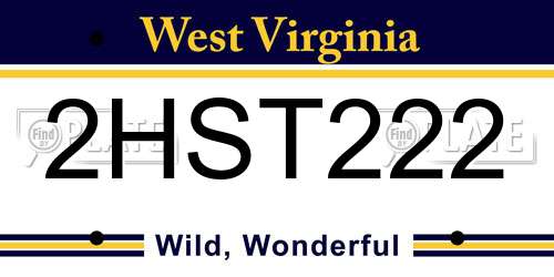 2HST222 West Virginia License Plate