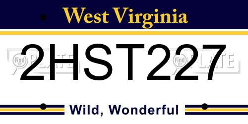 2HST227 West Virginia License Plate
