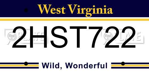 2HST722 West Virginia License Plate