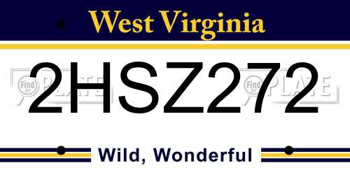 2HSZ272 West Virginia License Plate
