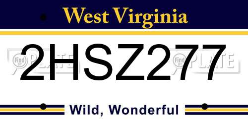 2HSZ277 West Virginia License Plate