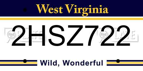 2HSZ722 West Virginia License Plate